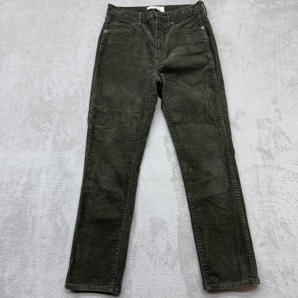 Gap Pants Women's 26/2 Reg Corduroy Green Vintage Slim High Rise Indie Trousers